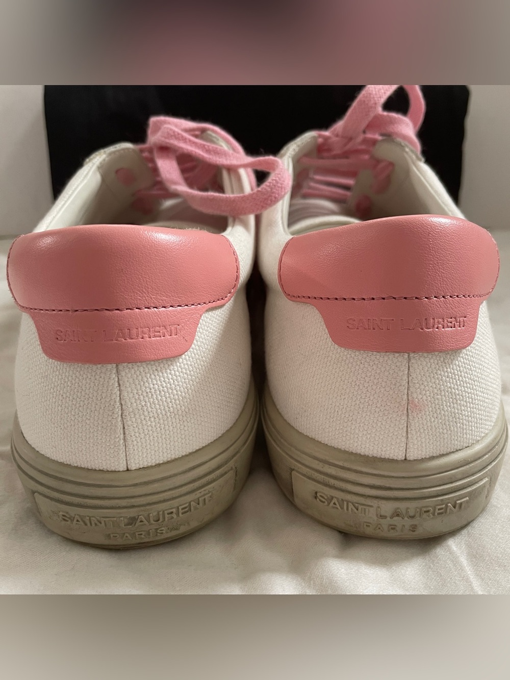 Saint Laurent Pink and White leather-trimmed Canvas Sneakers - Picture 5 of 14